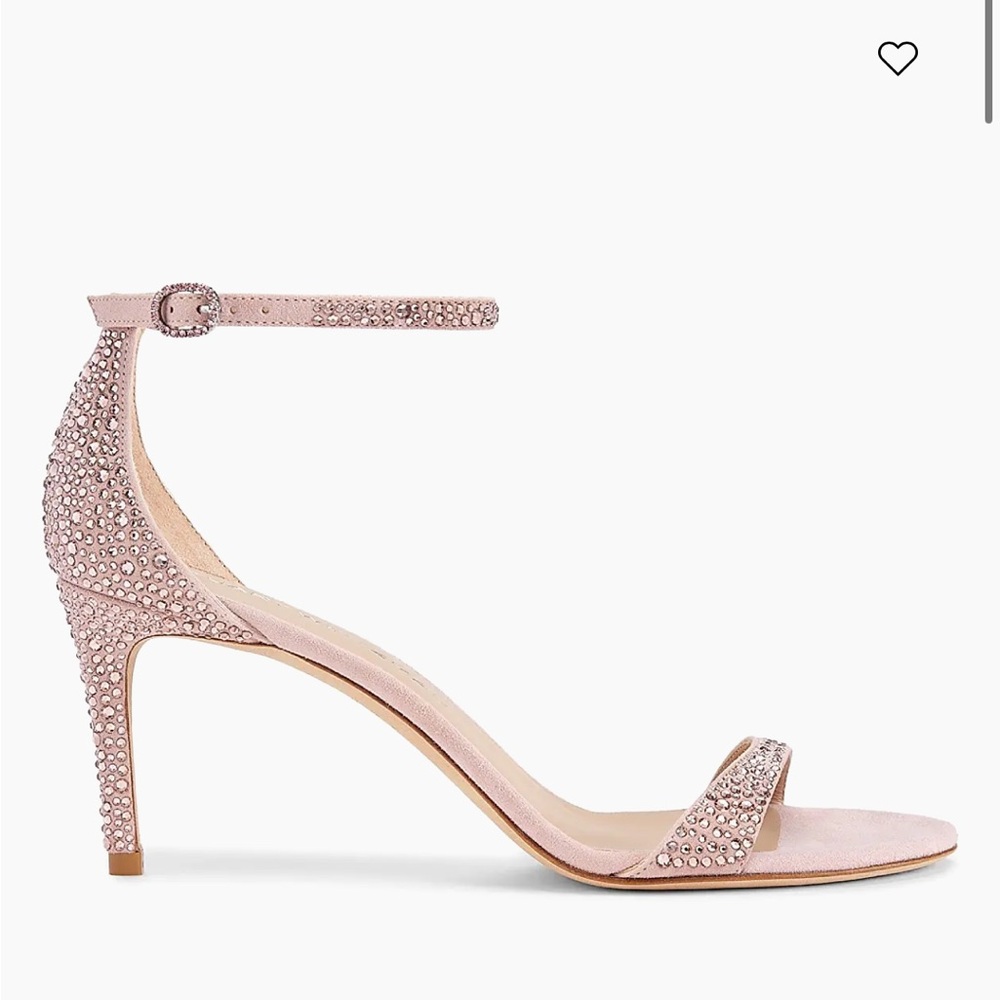 Stuart Weitzman Nudist Shine 75MM Crystal-Embellished Leather Sandals